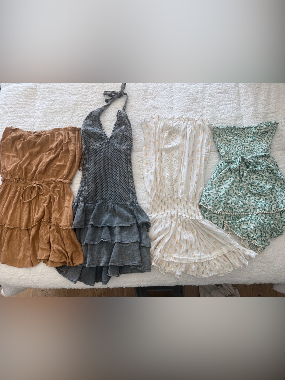 Kids Ruffle Skirt Set - Brown, Gray, Cream, Green. All for price of 1.